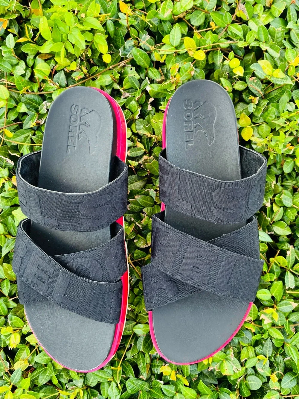 SOREL Womens Roaming Sport Slide Sandal Size 9.5 Black Punch Pink Cross Band